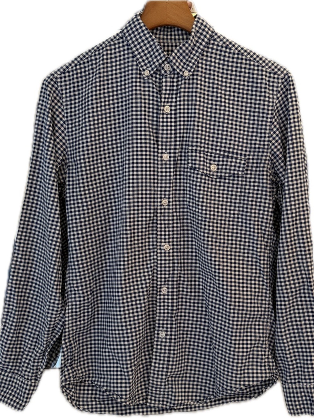 J. Crew Navy and White Gingham Button-Down 100% Cotton Shirt